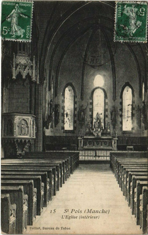 Carte postale ancienne Saint-Poix - L'Eglise interieur