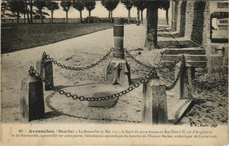 Carte postale ancienne Avranches - Pierre du Roi Henri Ii à Avranches