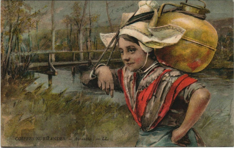 Carte postale ancienne Avranches - Coiffe normande à Avranches