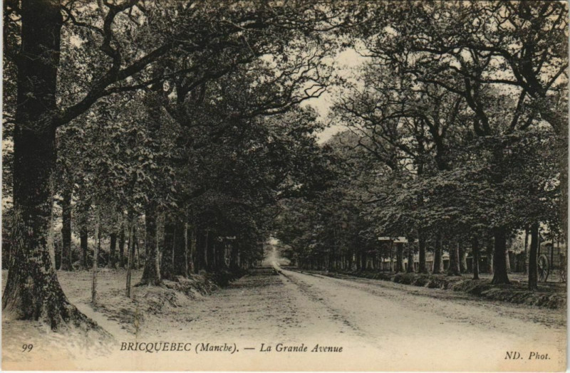Carte postale ancienne Bricquebec - La grande avenue