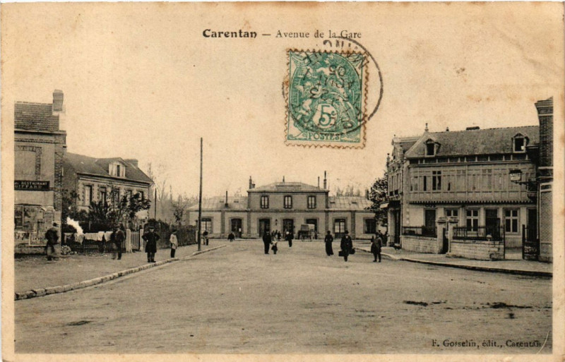 Carte postale ancienne Carentan - Avenue de la Gare