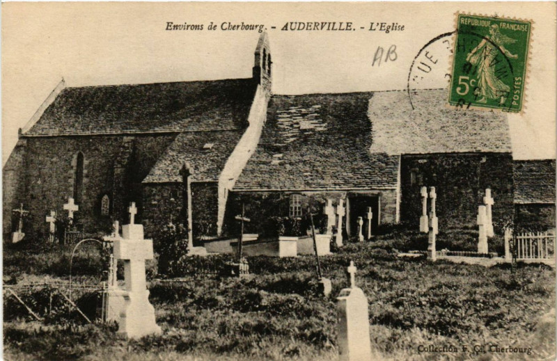 Carte postale ancienne Auderville - Eglise - Env. de Cherbourg