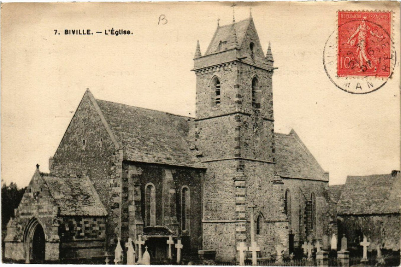 Carte postale ancienne Biville - Eglise