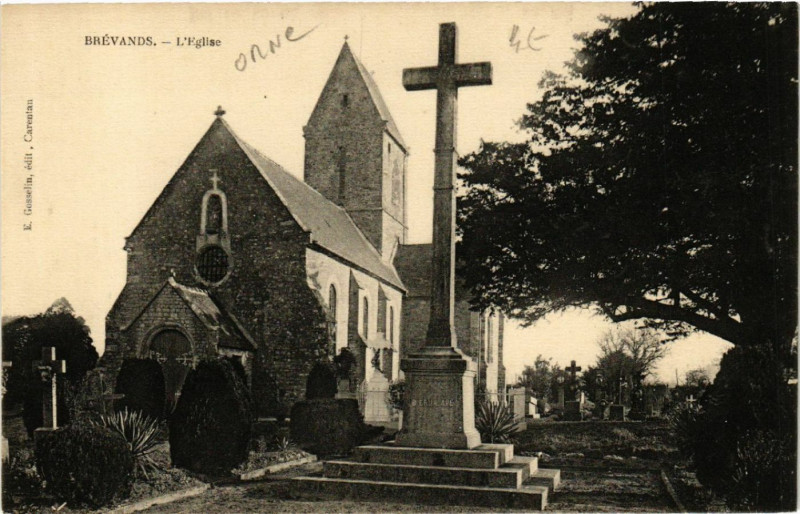 Carte postale ancienne Brevands - Eglise