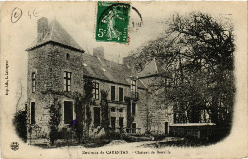 Carte postale ancienne Carentan - Env. - Chateau de Banville