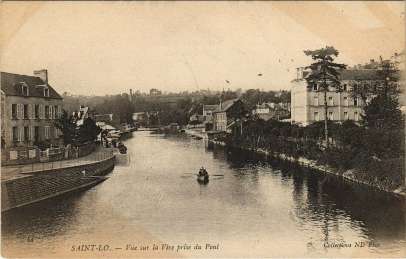 Carte postale ancienne Saint-Lo - Vue sur la Vire prise du Pont à Saint-Lô