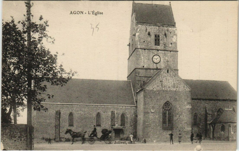 Carte postale ancienne Agon - L'Eglise