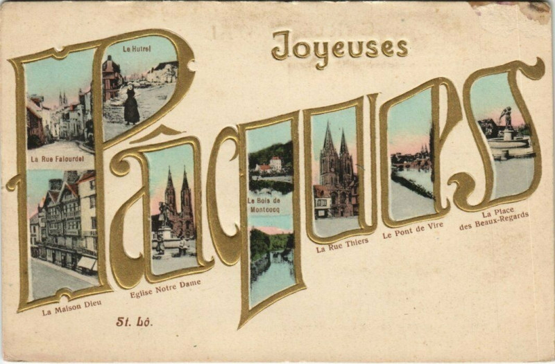 Carte postale ancienne Saint-Lo - Joyeuses Paques à Saint-Lô