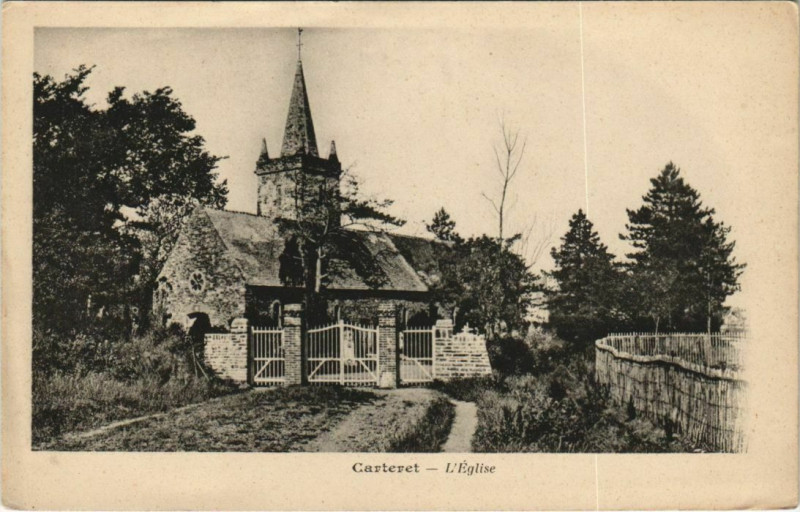 Carte postale ancienne Carteret - L'Eglise