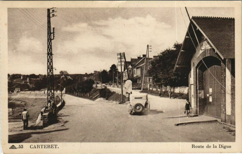 Carte postale ancienne Carteret - Route de la Digue