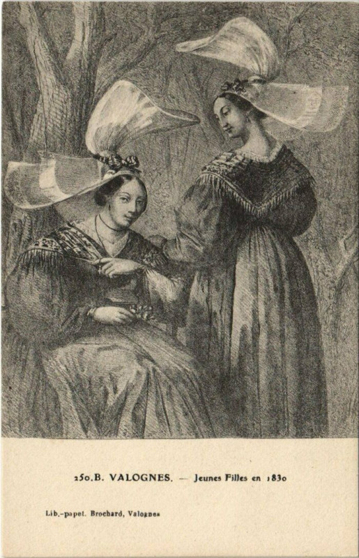 Carte postale ancienne Valognes - Jeunes Filles en 1830 à Valognes