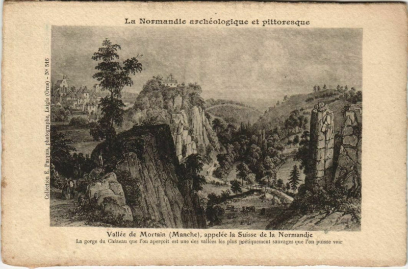 Carte postale ancienne Vallée de Mortain appelée la Suisse de la Normande