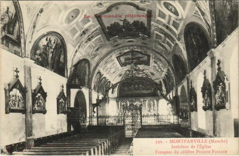 Carte postale ancienne Montfarville - Interieur de l'Eglise à Montfarville