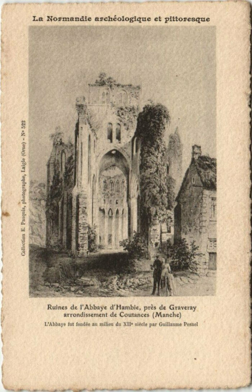 Carte postale ancienne Ruines de l'Abbaye d'Hambie pres de Graveray à Ver