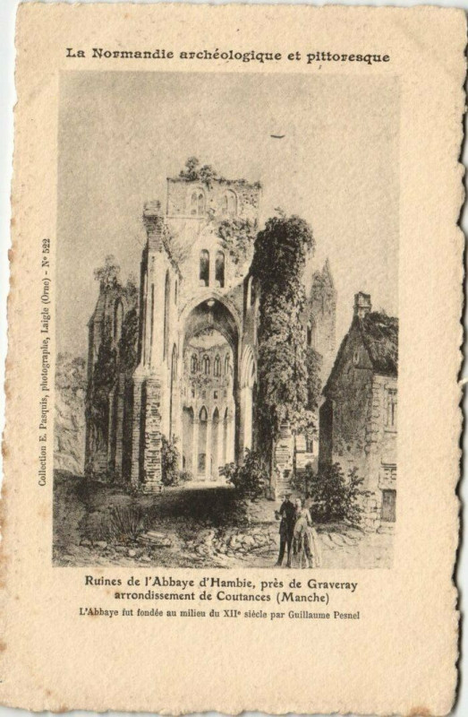 Carte postale ancienne Ruines de l'Abbaye d'Hambie pres de Graveray à Ver