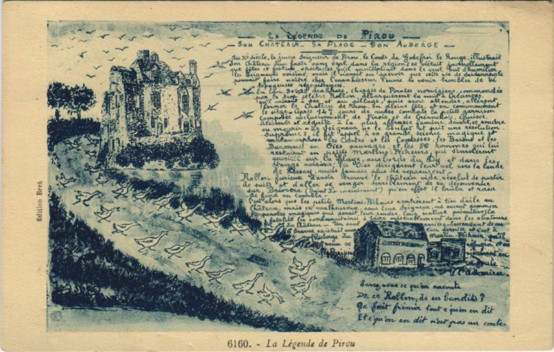 Carte postale ancienne La Legende de Pirou à Pirou