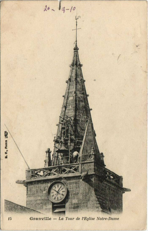 Carte postale ancienne Granville - La Tour de l'Eglise N.-D. à Granville