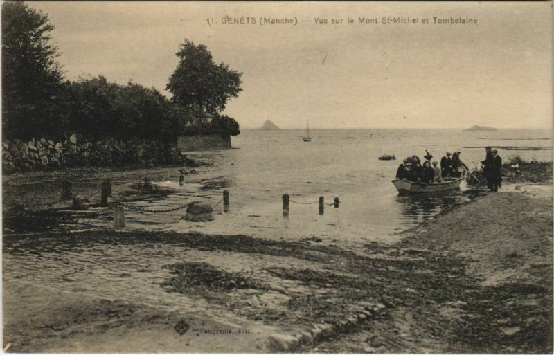 Carte postale ancienne Genets - Vue sur le Mont-Saint-Michel à Genêts