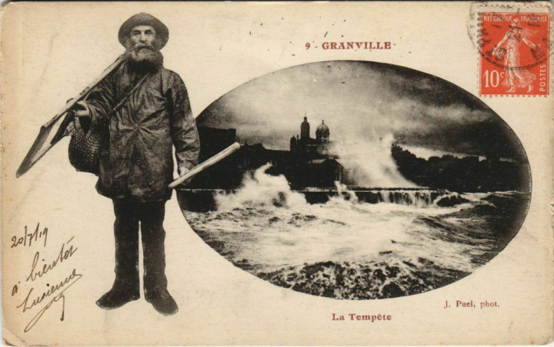 Carte postale ancienne Granville - La Tempete à Granville