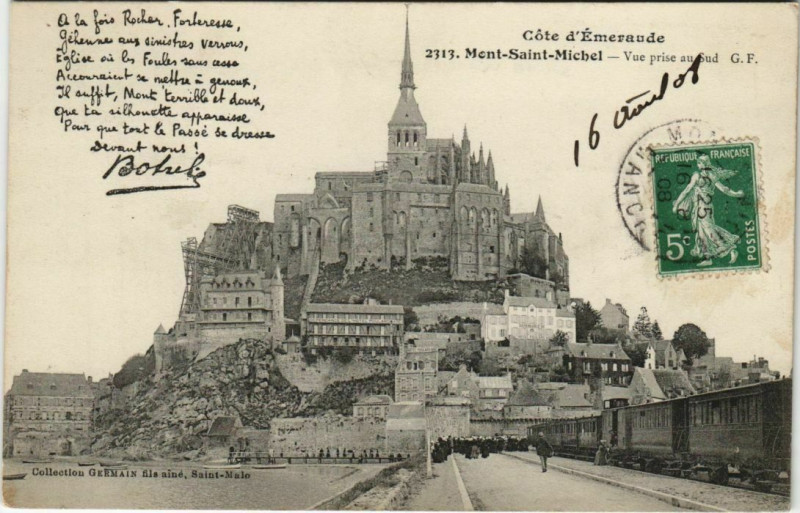 Carte postale ancienne Mont-Saint-Michel Vue prise au Sud