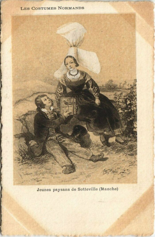 Carte postale ancienne Jeunes paysans de Sotteville à Sotteville