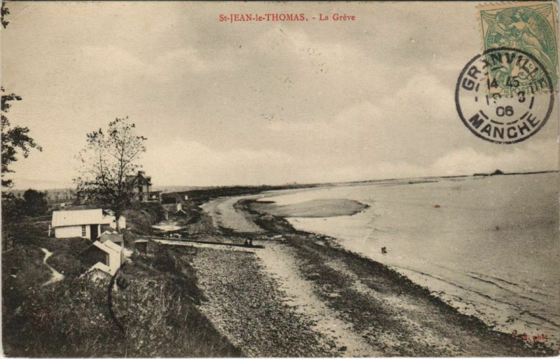 Carte postale ancienne Saint-Jean-le-Thomas-La Greve à Saint-Jean-le-Thomas