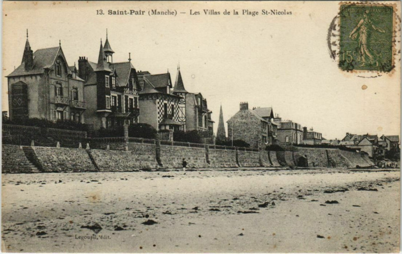 Carte postale ancienne Saint-Pair-Les Villas de la Plage Saint-Nicolas