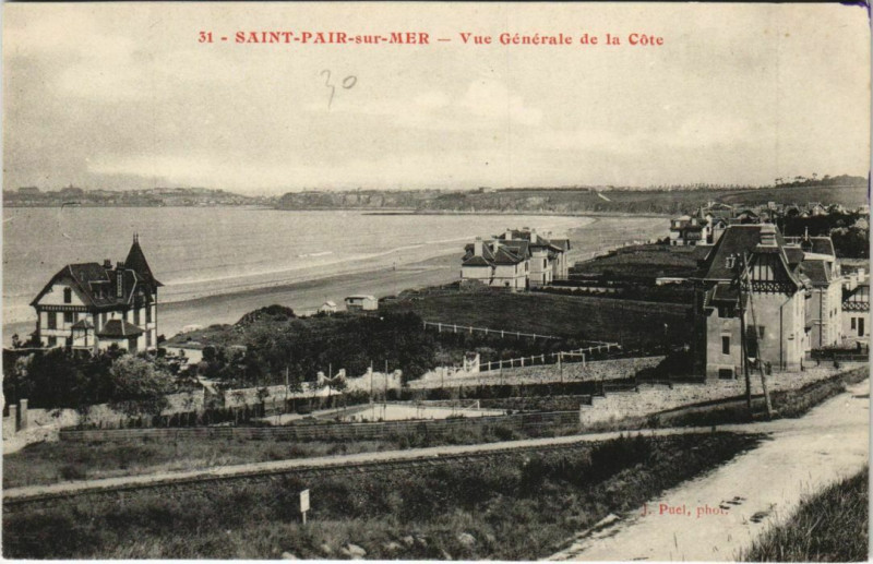 Carte postale ancienne Saint-Pair-sur-Mer-Vue générale de la Cote à Saint-Pair-sur-Mer