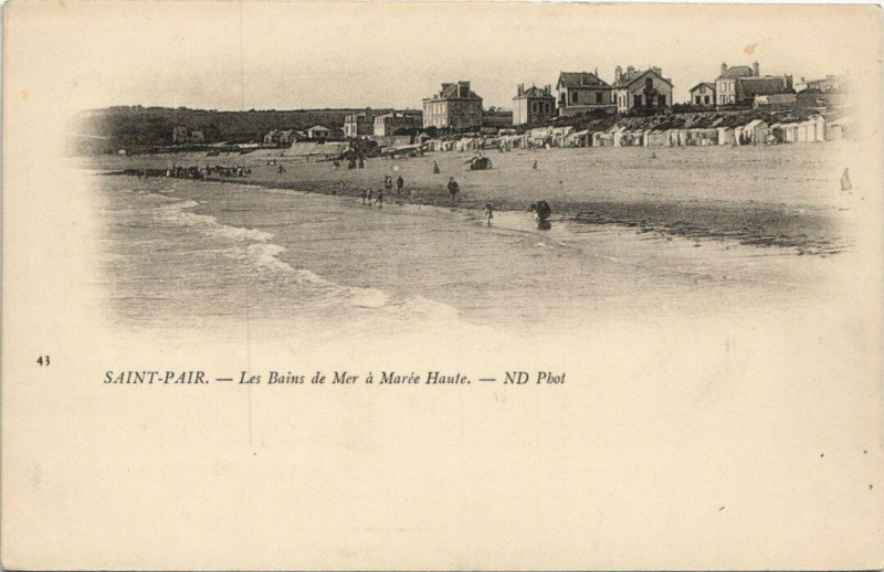 Carte postale ancienne Saint-Pair-Les Bains de Mer a Marée Haute