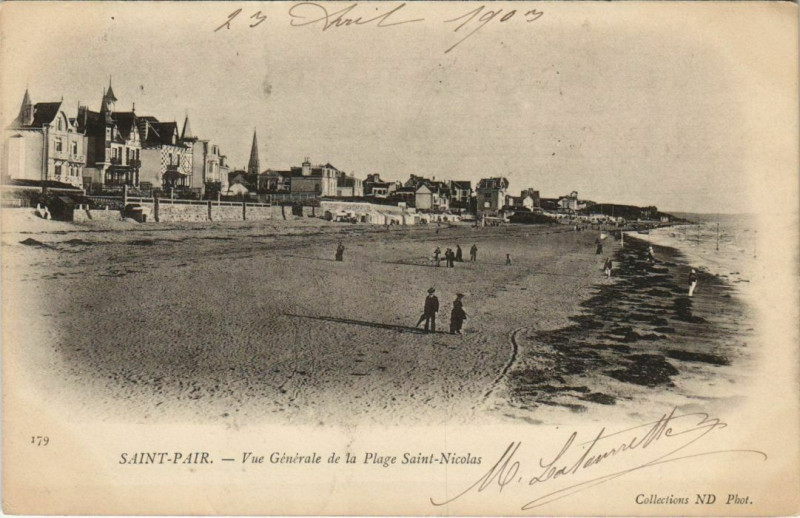 Carte postale ancienne Saint-Pair-Vue générale de la Plage Saint-Nicolas