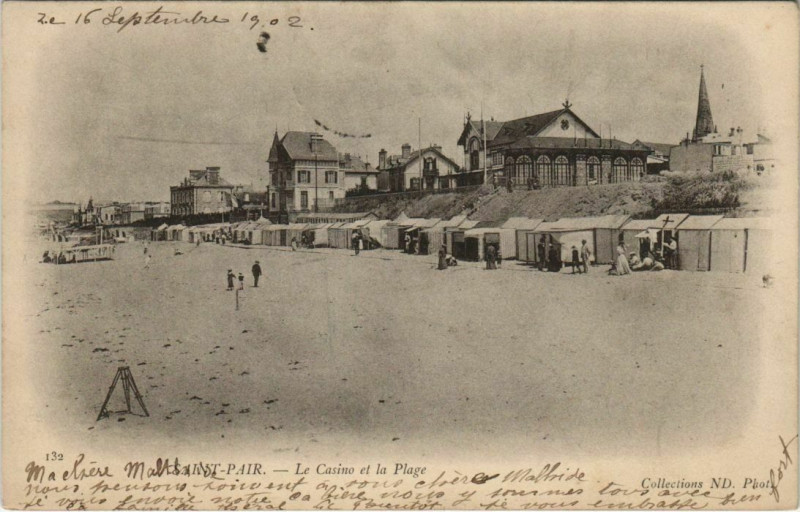 Carte postale ancienne Saint-Pair-Le Casino et la Plage