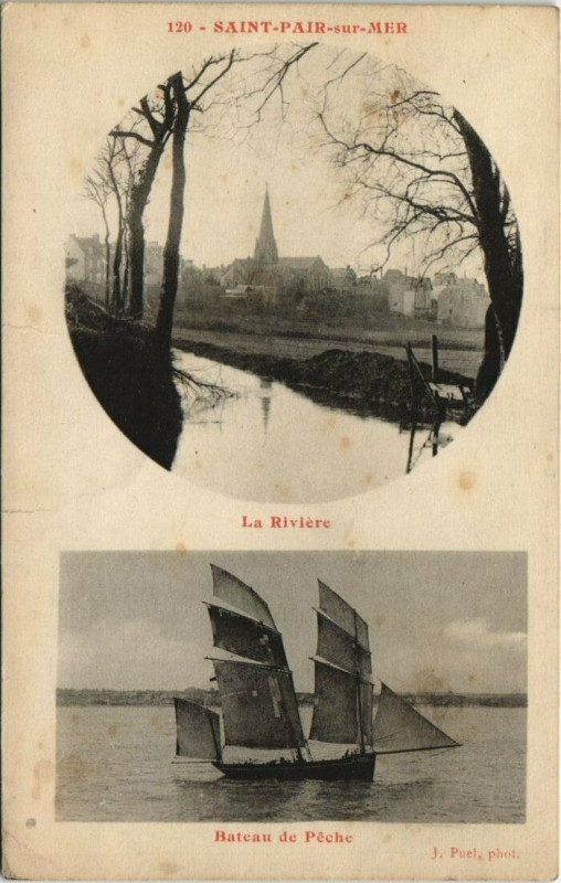 Carte postale ancienne Saint-Pair-sur-Mer-La Riviere-Bateau de Peche à Saint-Pair-sur-Mer