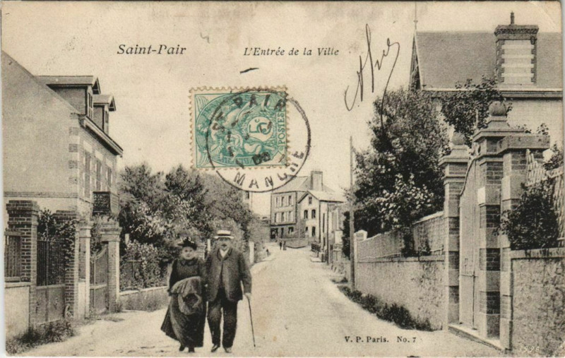 Carte postale ancienne Saint-Pair-L'Entrée de la Ville