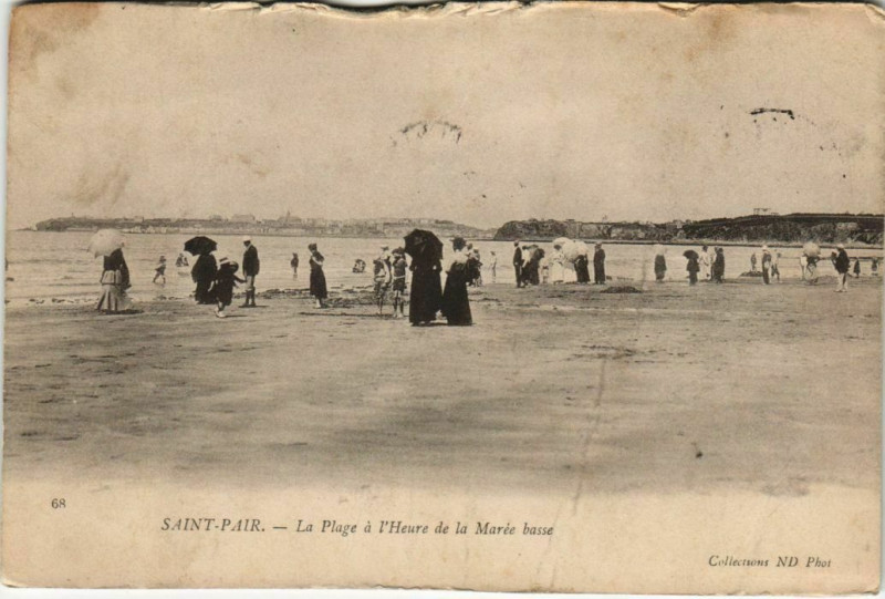 Carte postale ancienne Saint-Pair-La Plage a l'Heure de la Marée basse