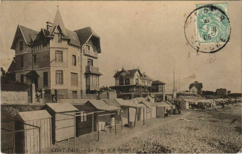 Carte postale ancienne Saint-Pair-La Plage et le Casino
