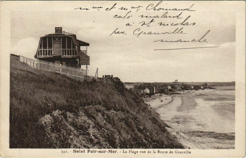 Carte postale ancienne Saint-Pair-sur-Mer-La Plage vue de la Route de Granville à Granville