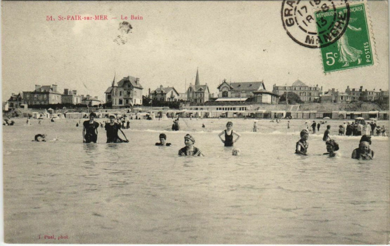 Carte postale ancienne Saint-Pair-sur-Mer-Le Bain à Saint-Pair-sur-Mer
