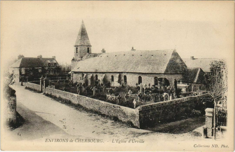 Carte postale ancienne Env. de Cherbourg-L'Eglise d'Urville à Urville