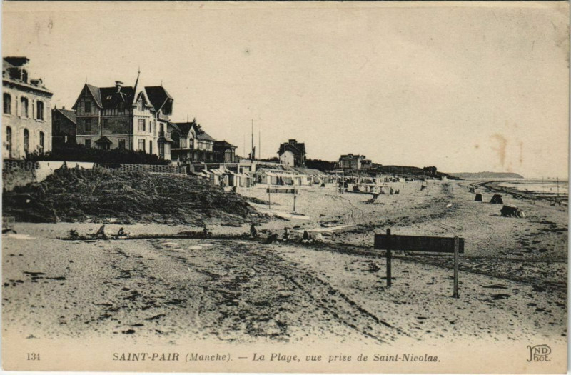 Carte postale ancienne Saint-Pair-La Plage vue prise de Saint-Nicolas