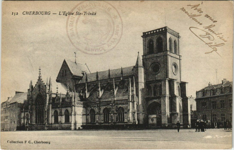 Carte postale ancienne Cherbourg L'Eglise Sainte-Trinite