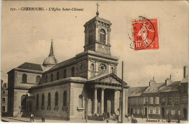 Carte postale ancienne Cherbourg - L'Eglise Saint-Clement