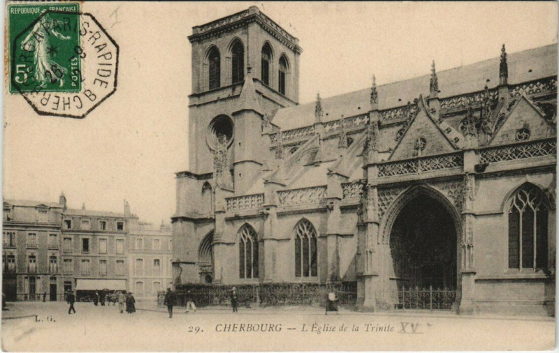 Carte postale ancienne Cherbourg - L'Eglise de la Trinite