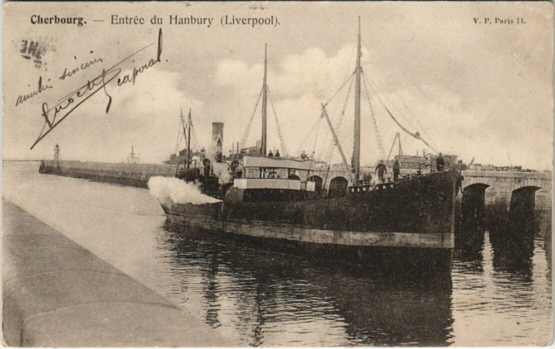 Carte postale ancienne Cherbourg - Entrée du Hanbury