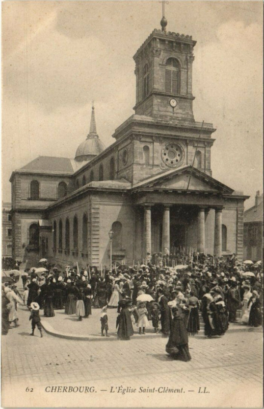 Carte postale ancienne Cherbourg - L'Eglise Saint-Clement