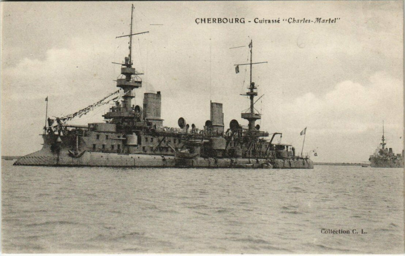 Carte postale ancienne Cherbourg - Cuirassé Charles Martel