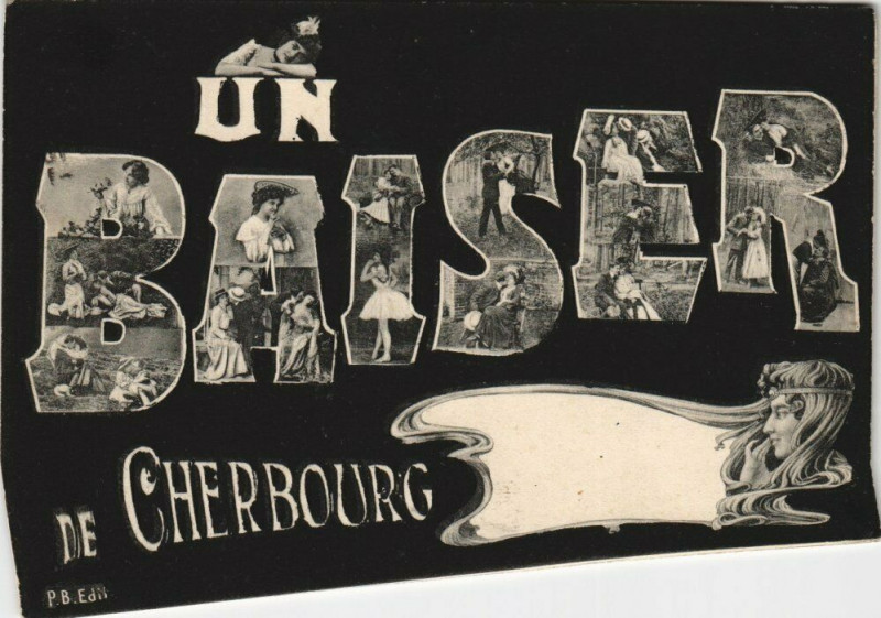 Carte postale ancienne Un Baiser de Cherbourg