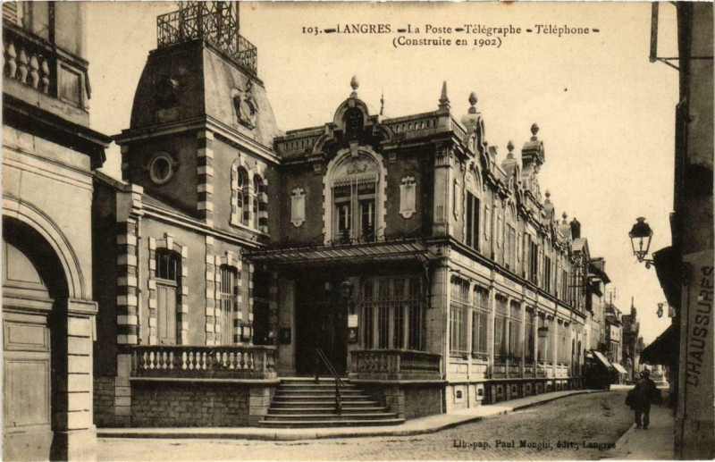 Carte postale ancienne Langers - La poste Telegraphe Telephone à Ger
