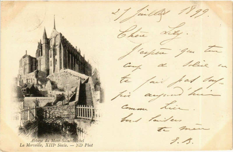 Carte postale ancienne Abbaye du Mont Saint-Michel La Merveille