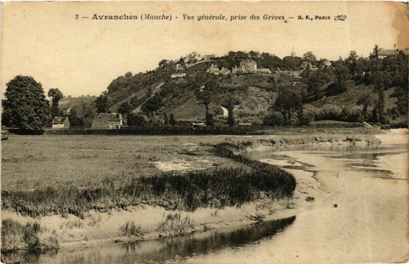 Carte postale ancienne Manche Avranches Vue générale prise Gréves à Avranches