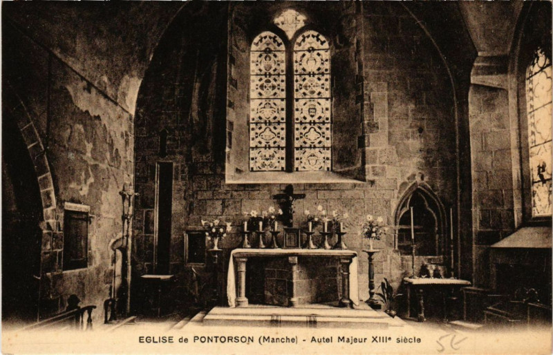 Carte postale ancienne Eglise de Pontorson (Manche) - Autel Majeur Xiii siécle à Pontorson